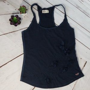 Hollister Navy embroidered and pop up floral tank